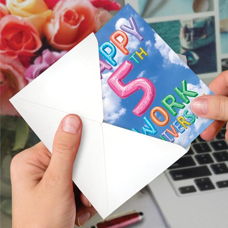 5th Anniversary Milestone Card for Co-Workers with Envelope