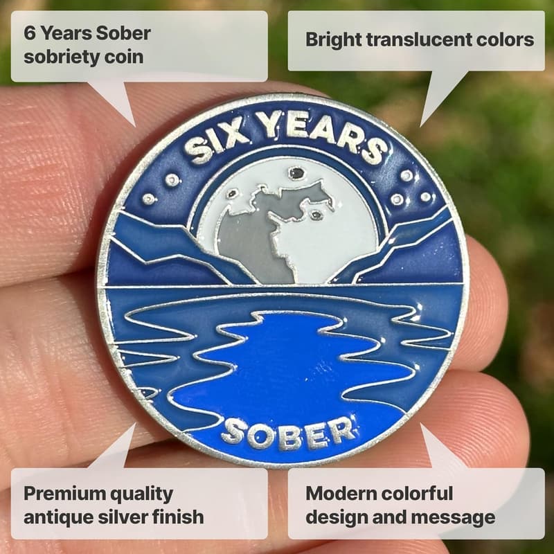 6th Anniversary Sobriety Token | Medallion for Men and Women