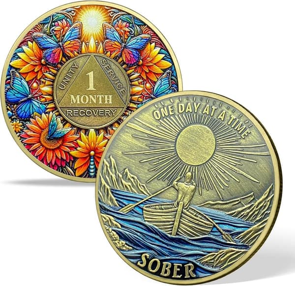6-Month Sobriety AA Medallion with Serenity Prayer
