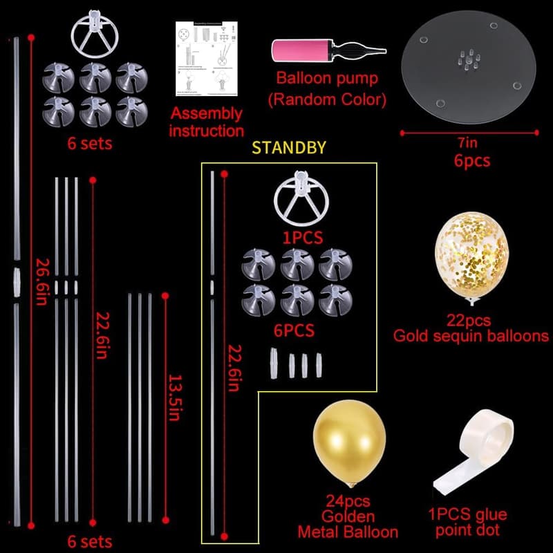 2025 Graduation Balloon Centerpieces with Gold Stand Kit