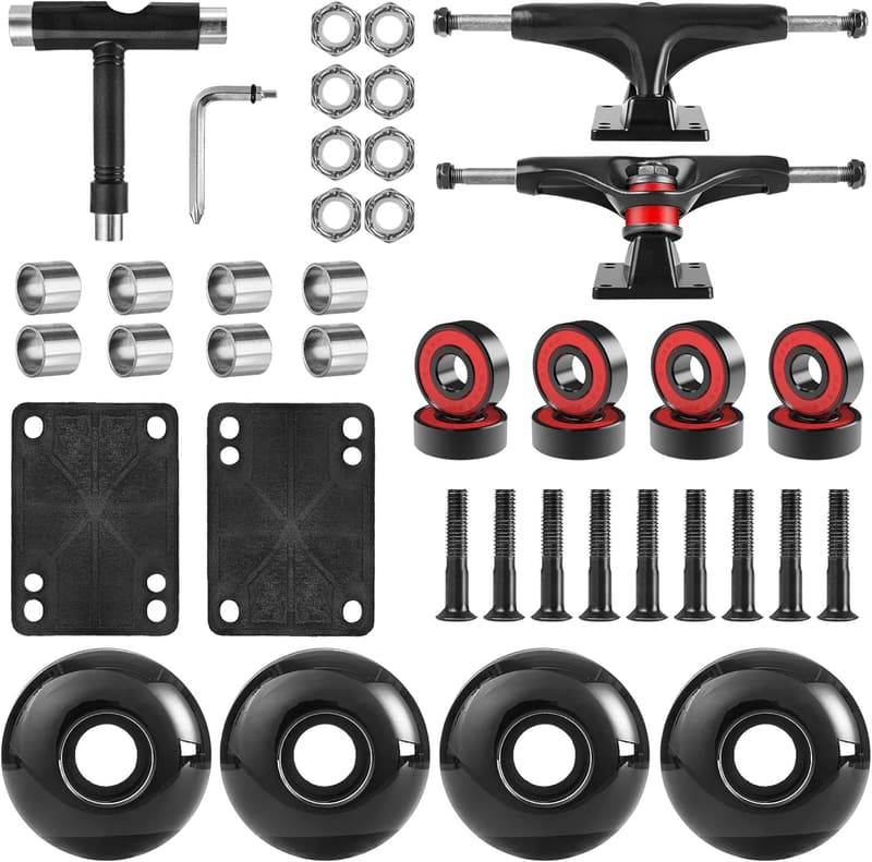 Skateboard Complete Wheel Set with Trucks and Bearings 60mm