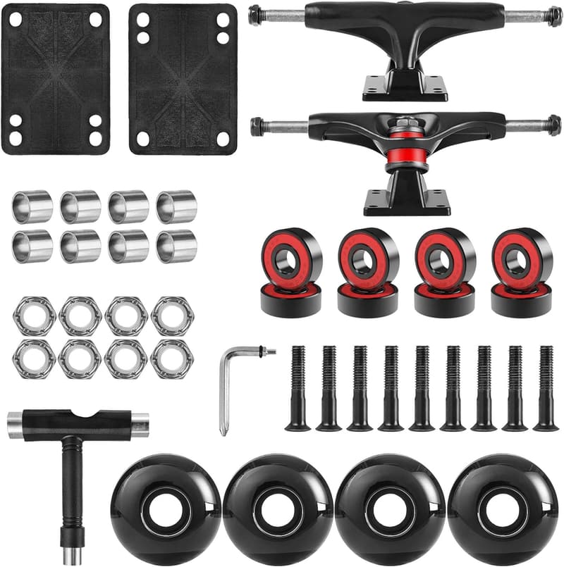 Skateboard Complete Wheel Set with Trucks and Bearings 60mm