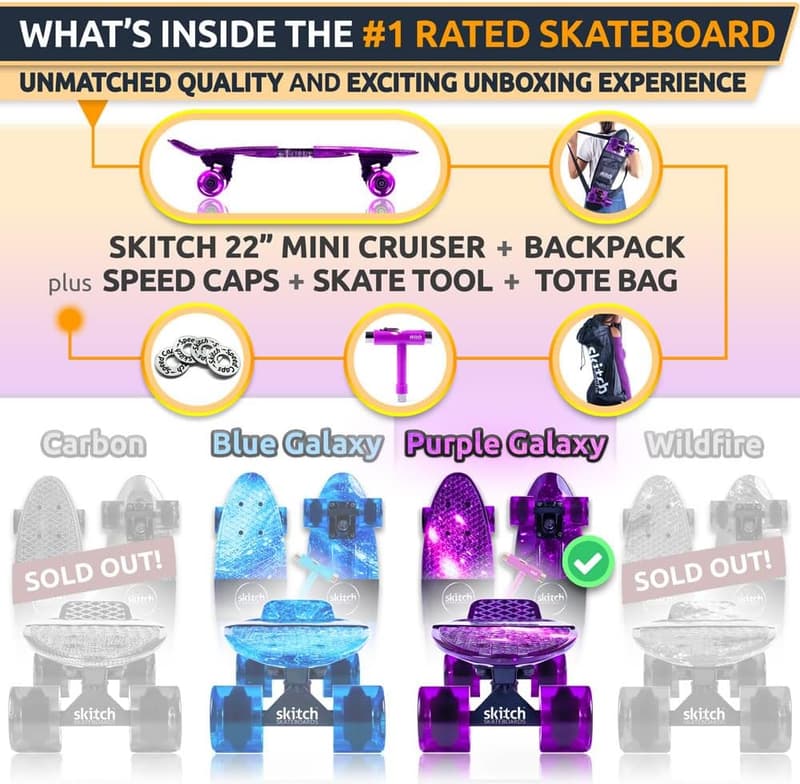Premium Skateboard Gift Set for Kids & Teens with Mini Cruiser