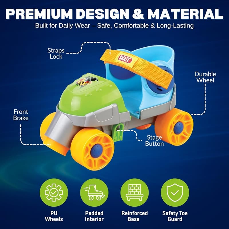 Beginner Adjustable Quad-Style Roller Skates for Kids
