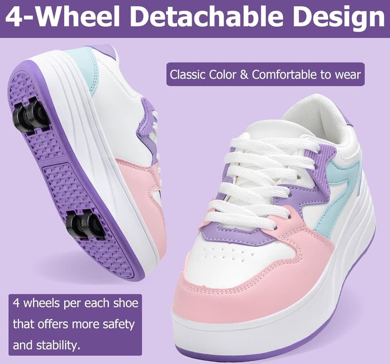 Kids' Roller Skate Sneakers with Detachable Wheels