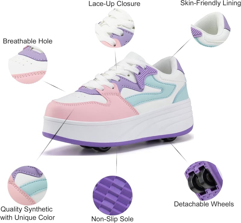 Kids' Roller Skate Sneakers with Detachable Wheels