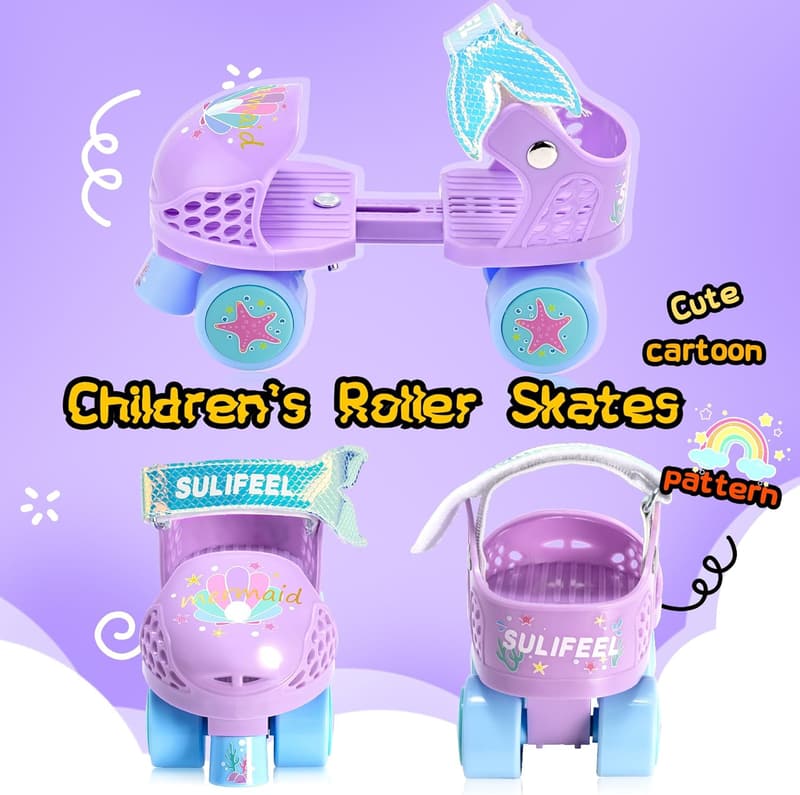 Kids Adjustable Quad Roller Skates for Ages 2-5