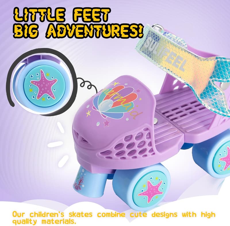 Kids Adjustable Quad Roller Skates for Ages 2-5