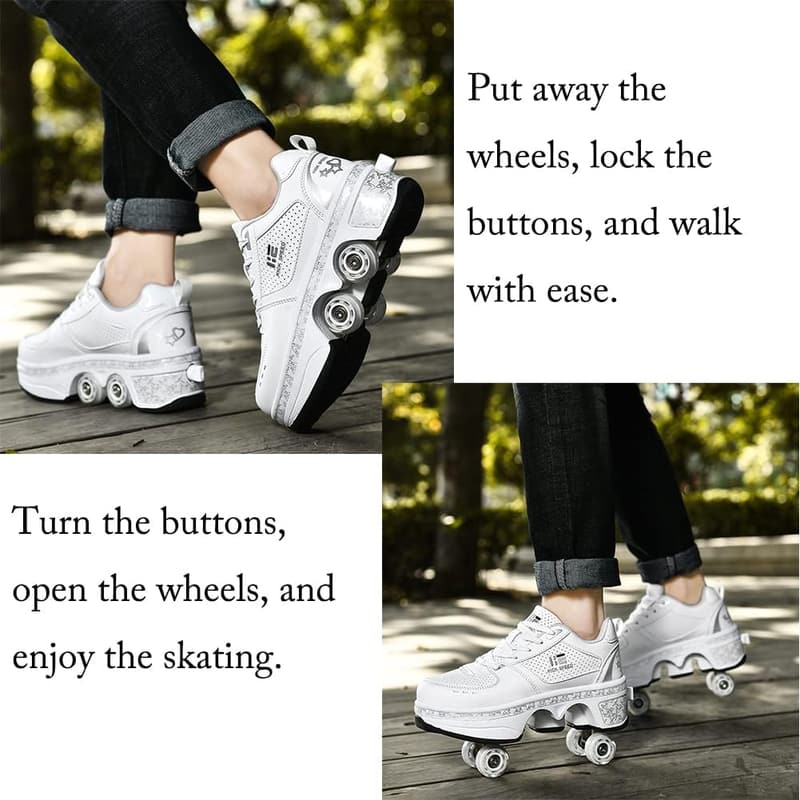 Unisex 2-in-1 Retractable Wheel Roller Skates/Sneakers