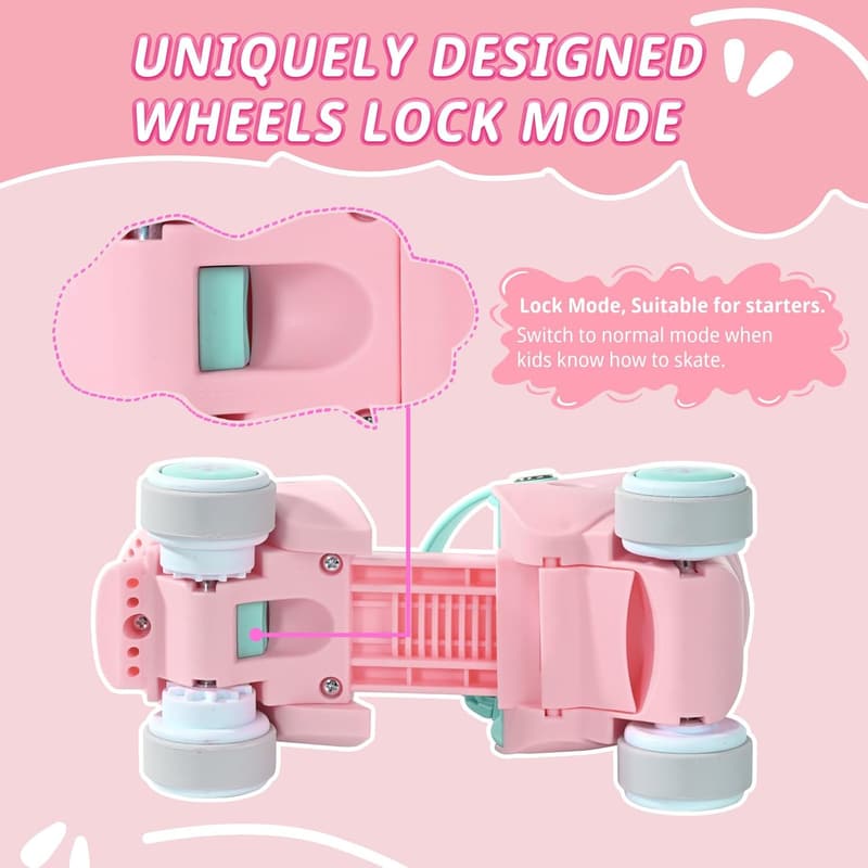 Adjustable Quad Roller Skates for Kids - Beginners, Boys & Girls