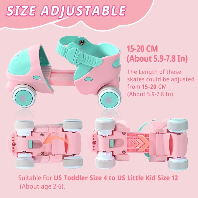 Adjustable Quad Roller Skates for Kids - Beginners, Boys & Girls