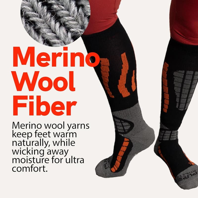 Warm Merino Wool Lightweight Ski Socks for Men and Women