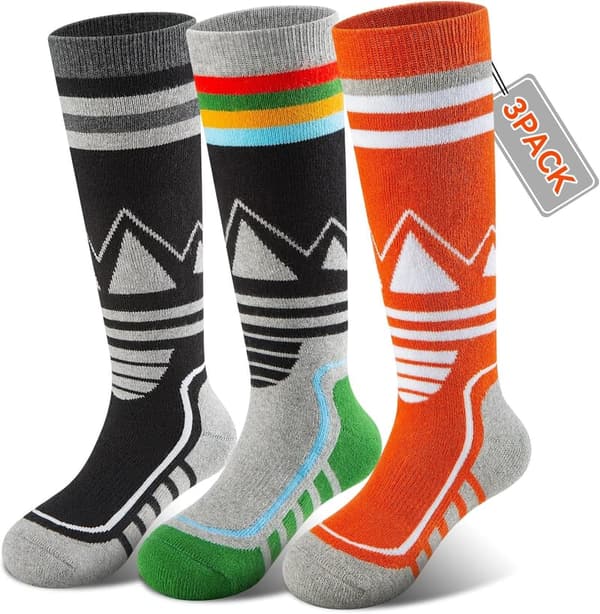 Warm Merino Wool Ski Socks for Kids - 2/3 Pairs