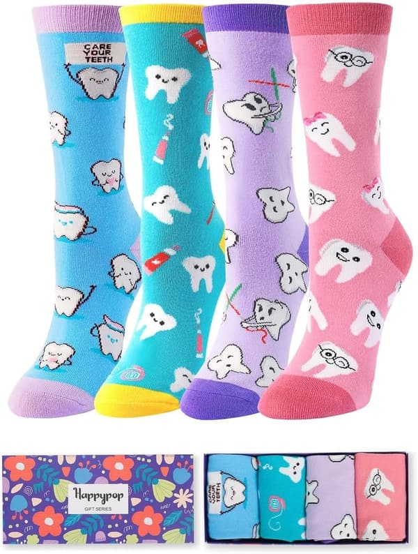 Nurse Appreciation Gift: Tooth Pattern Socks for Women