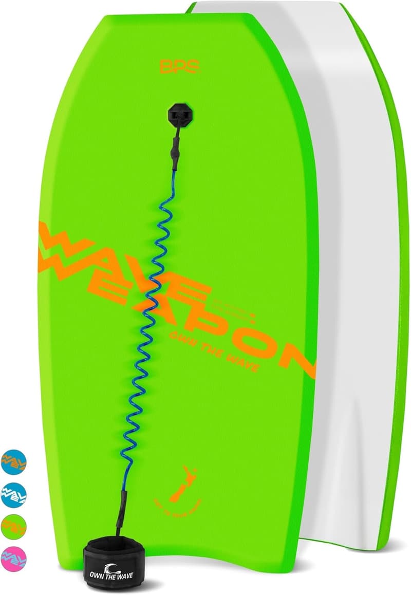 Durable Body Board for All Waves - Lightweight EPS with Leash
