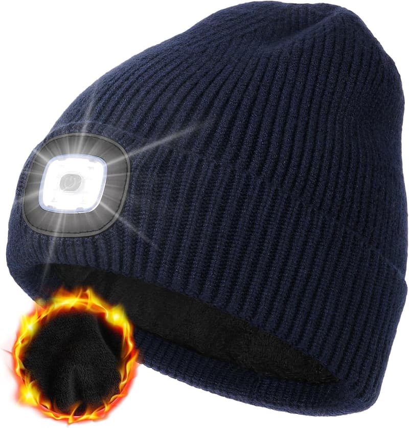 USB Rechargeable LED Beanie Hat for Men - Winter Warmth Gift