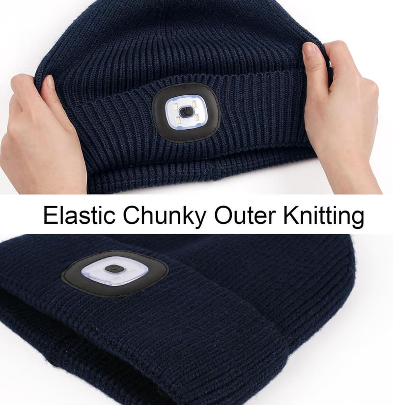 USB Rechargeable LED Beanie Hat for Men - Winter Warmth Gift