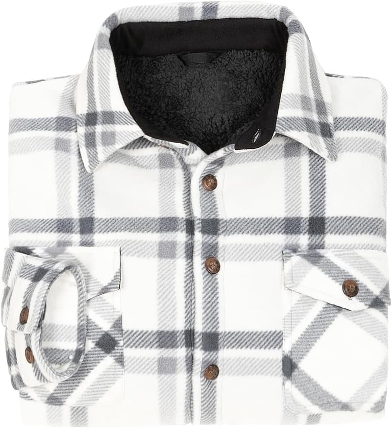 Men's Sherpa-Lined Plaid Flannel Shirt Jacket