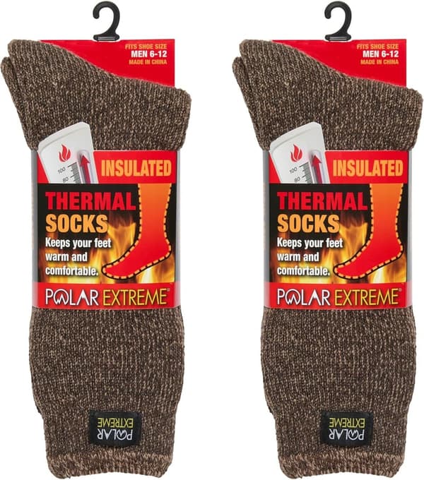 Insulated Thermal Hiking Socks for Cold Weather, 2 Pack