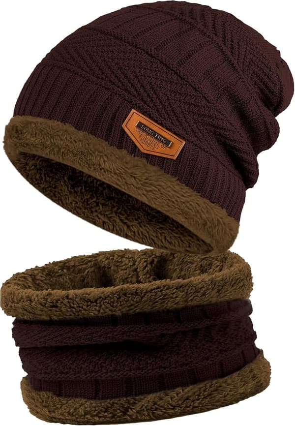Winter Beanie Hat and Neck Warmer Set for Men and Women