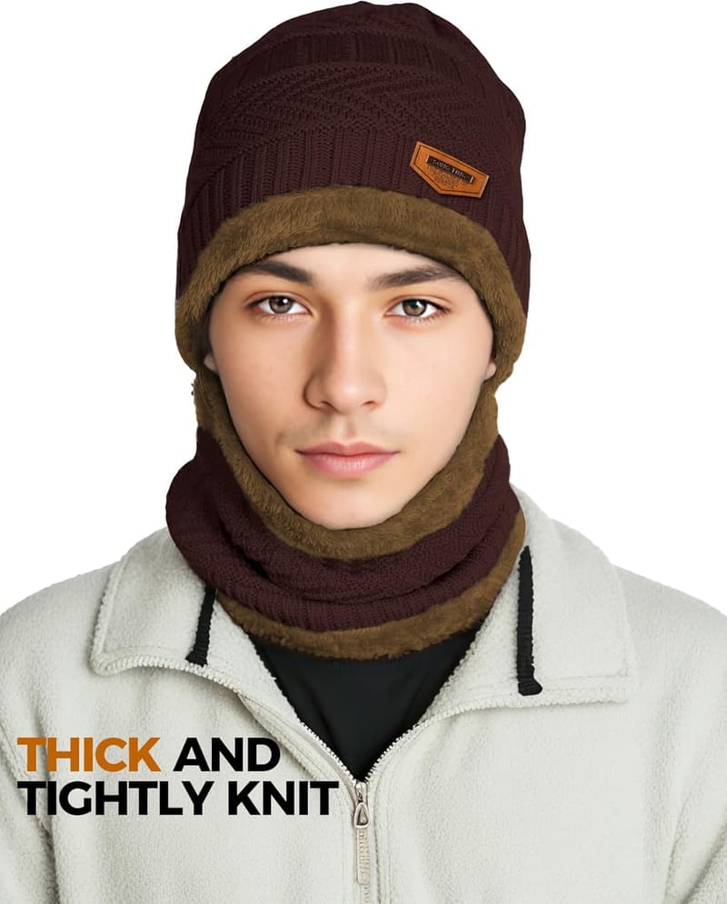 Winter Beanie Hat and Neck Warmer Set for Men and Women