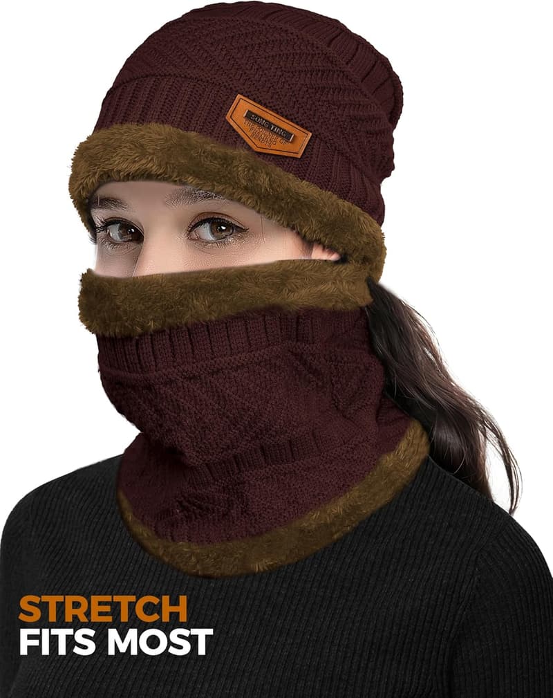 Winter Beanie Hat and Neck Warmer Set for Men and Women