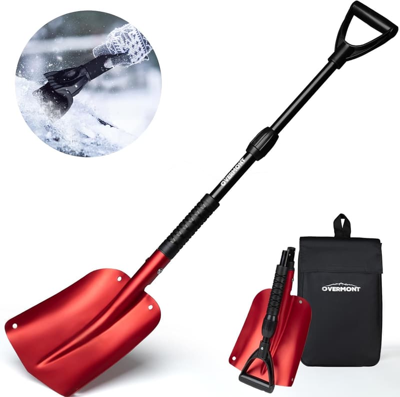 Emergency Snow Shovel with Ice Scraper - Compact & Lightweight