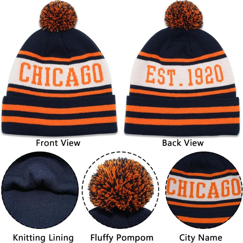 Winter Knit Beanie Hat with Pom and Gloves for Women