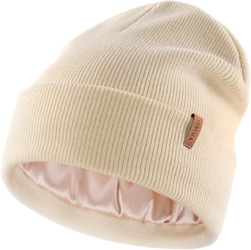 Winter Beanie Hat for Men & Women - Satin Lined Knit Cap