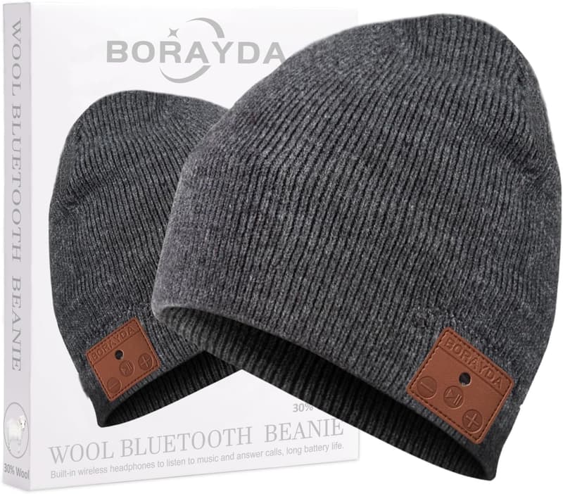 Bluetooth Merino Wool Beanie Hat for Men and Women - Charcoal