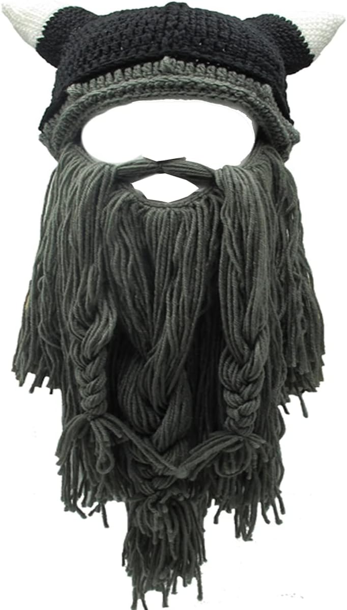 Funny Knit Wig Beard Beanie for Men & Women