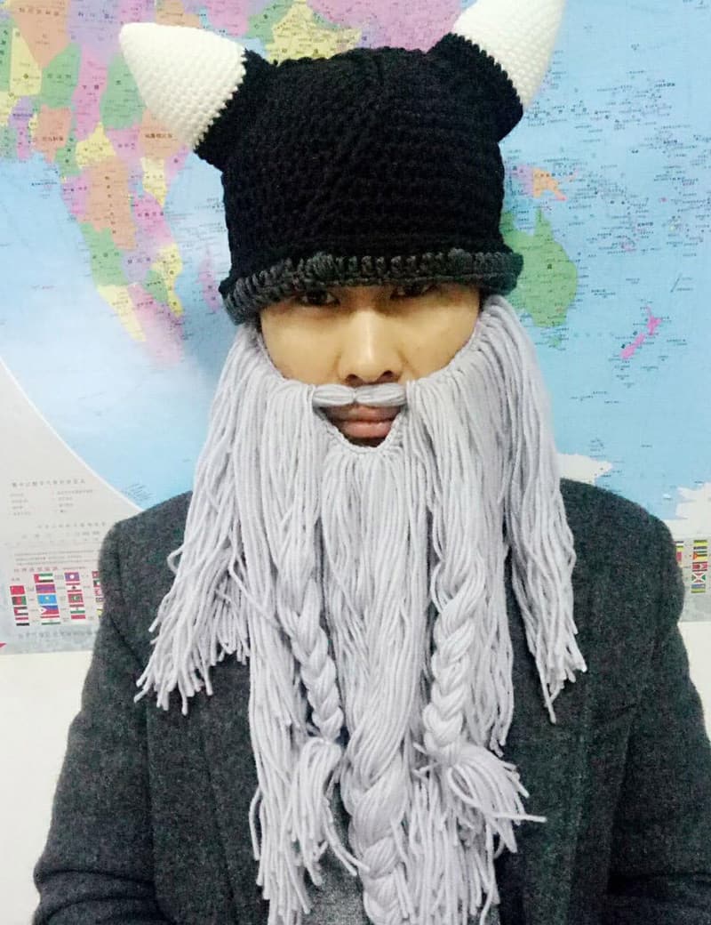 Funny Knit Wig Beard Beanie for Men & Women
