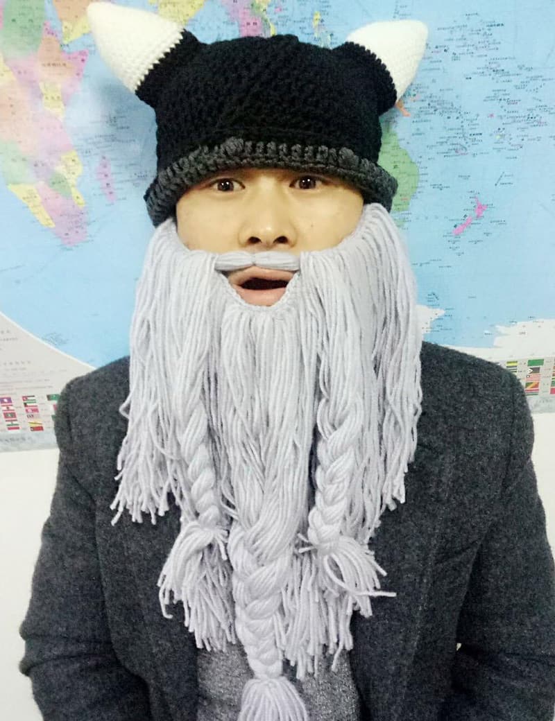 Funny Knit Wig Beard Beanie for Men & Women