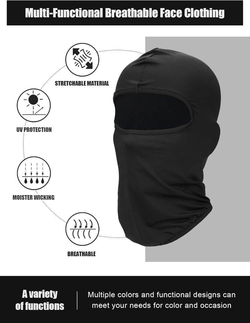 Men's UV Protection Full Face Ski Mask - 9 Pack Windproof Balaclava