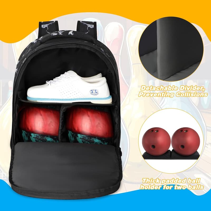 Bowling Backpack with Shoe Compartment, Fits Size 16 Shoes