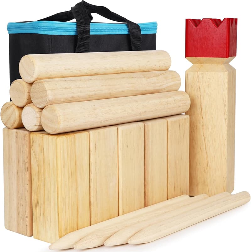 Juegoal Wooden Kubb Tossing Game Set for Outdoor Family Fun