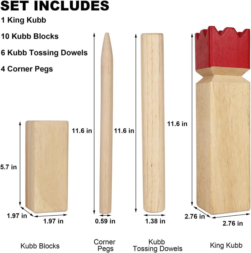 Juegoal Wooden Kubb Tossing Game Set for Outdoor Family Fun