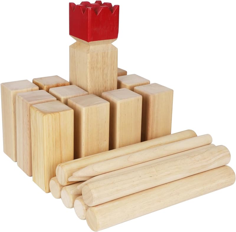 Juegoal Wooden Kubb Tossing Game Set for Outdoor Family Fun