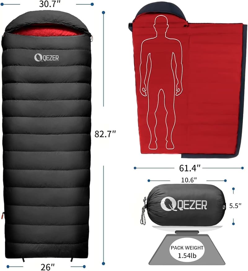Ultralight Down Sleeping Bag for Adults - 600 Fill Power