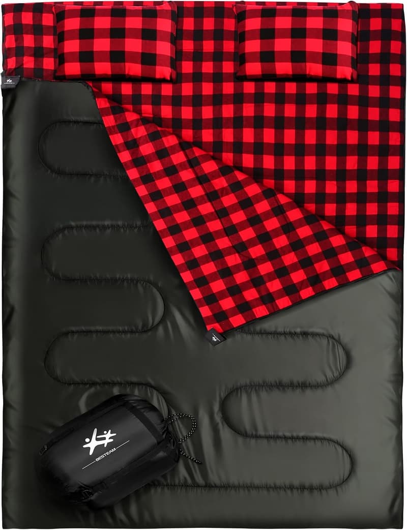 Queen Size Flannel Double Sleeping Bag for Camping & Hiking
