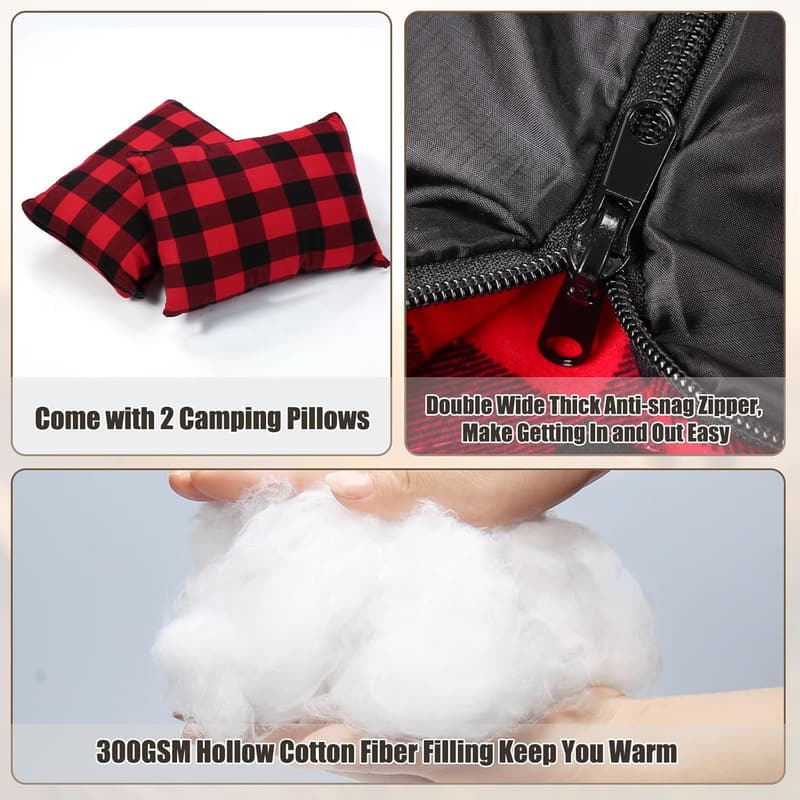 Queen Size Flannel Double Sleeping Bag for Camping & Hiking