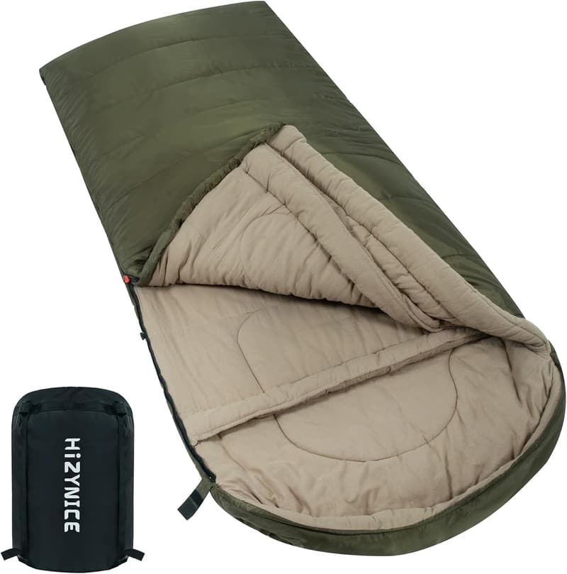 XXL Cold Weather Sleeping Bag - 100% Cotton Flannel, 0°F