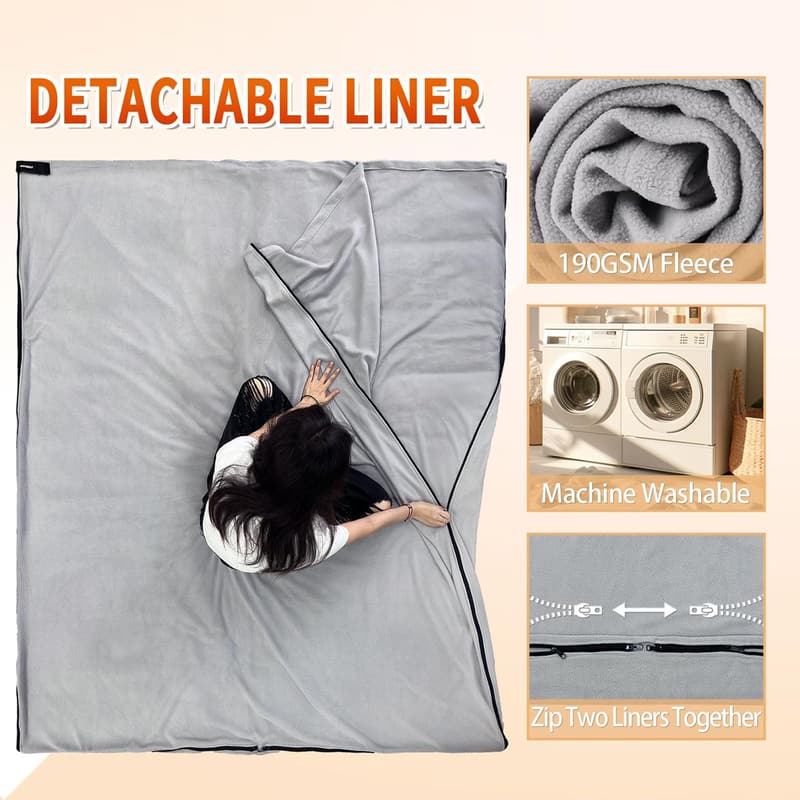 10 Degree Waterproof Sleeping Bag for Adults, 3-4 Season