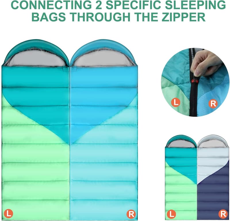 3-4 Season Lightweight Waterproof Sleeping Bags for Couples