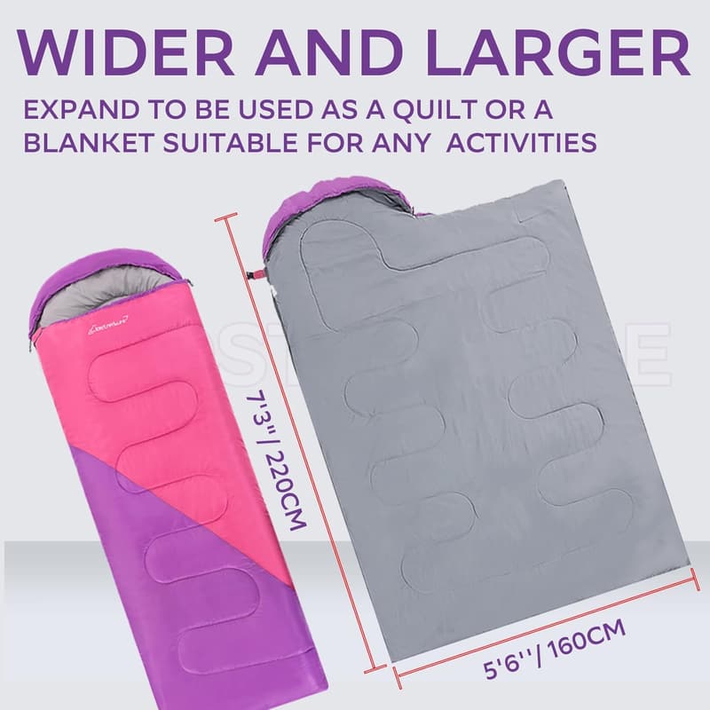 Lightweight Camping Sleeping Bag for Adults & Kids - Ultralight Design