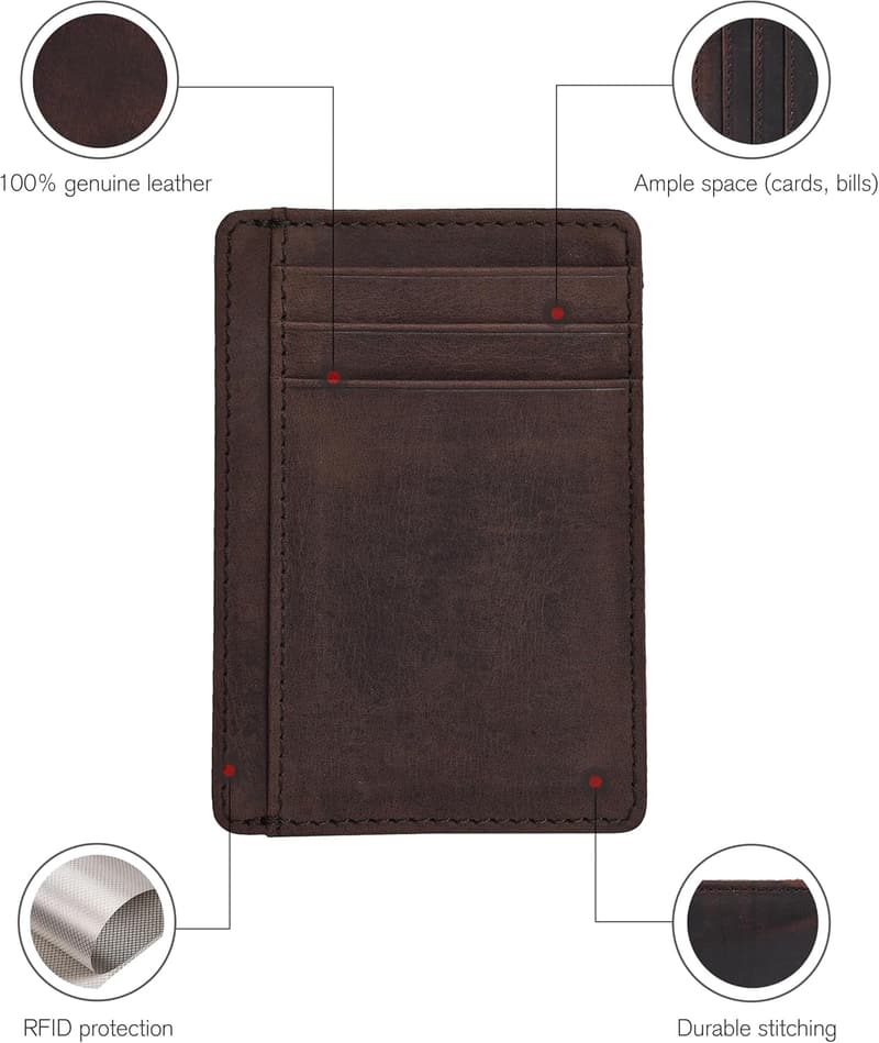 Minimalist Leather RFID Wallet for Men and Women