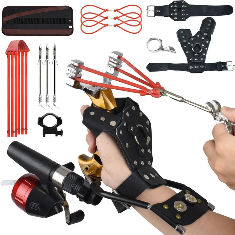 Fishing Slingshot Kit with Reel & 3 Arrowheads