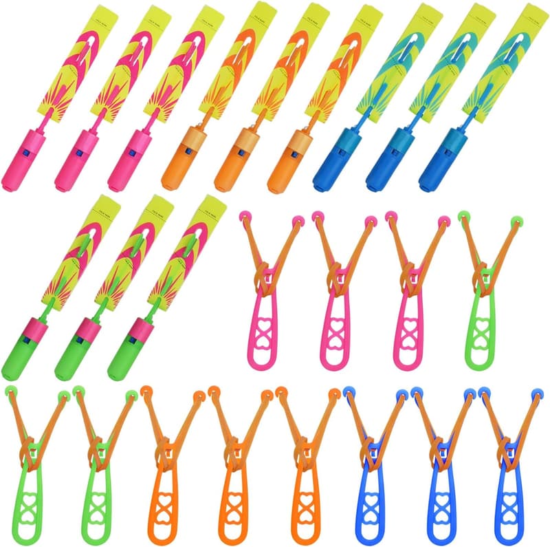 Outdoor LED Rocket Slingshots - 12-Piece Kids Game Set