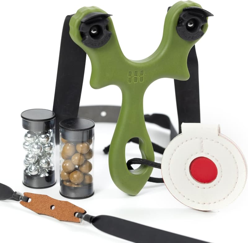 BeanFlip Slingshot with Target & Clay Ammo for Target Shooting