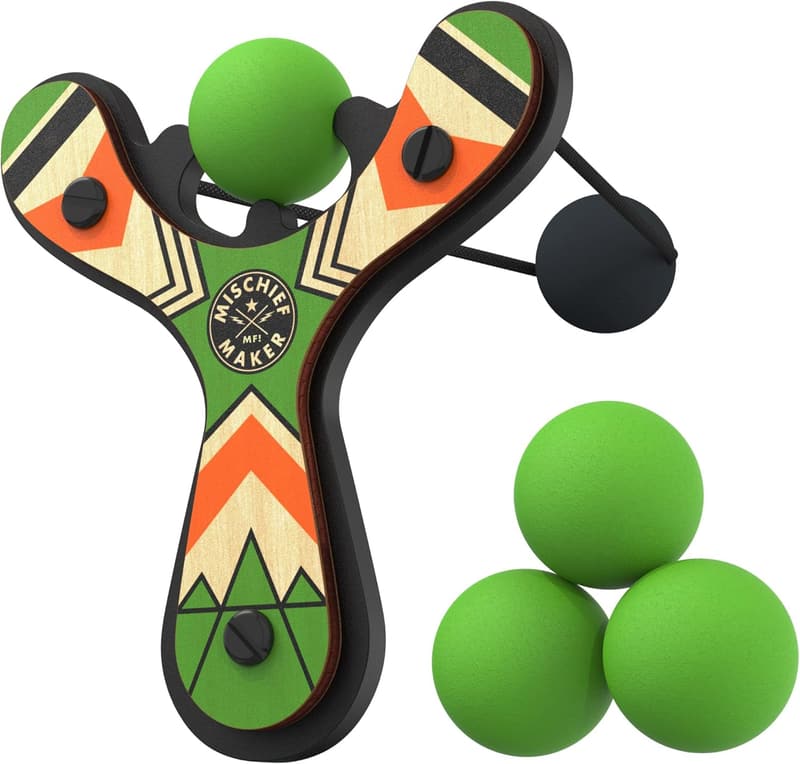 Classic Wooden Slingshot for Kids with Foam Balls & Bag